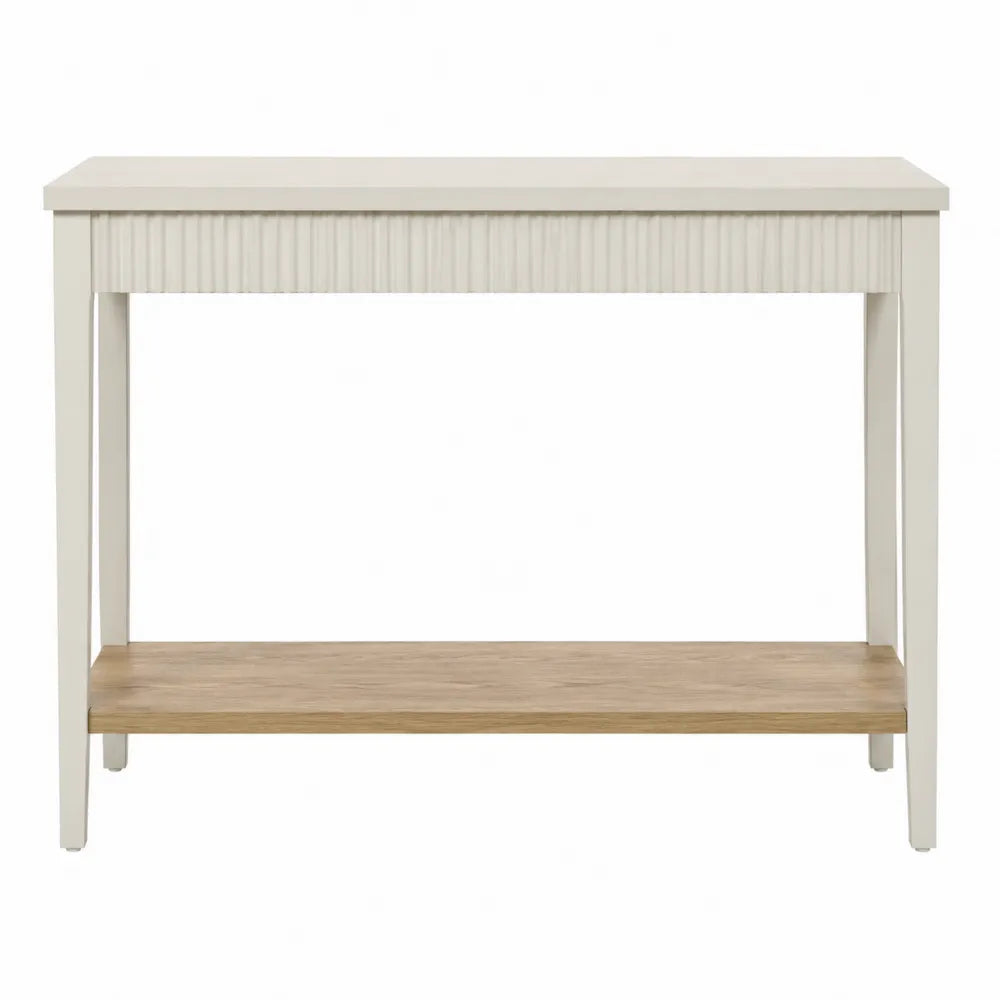 Konsola z półką z forniru dębowego biało-dąb 120x35x80 cm