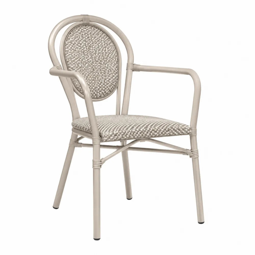 Krzesło metalowe z rattanowym splotem, beżowe, 88 cm