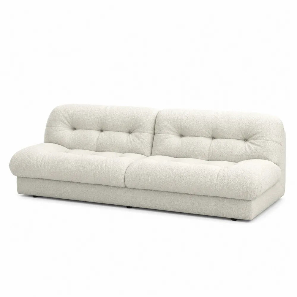 Sofa modułowa trzyosobowa z tkaniny bouclé kremowa 220x90 cm