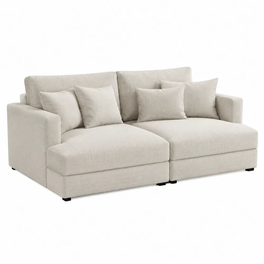 Modułowa sofa z tkaniny beżowej z poduchami 250x150x80 cm