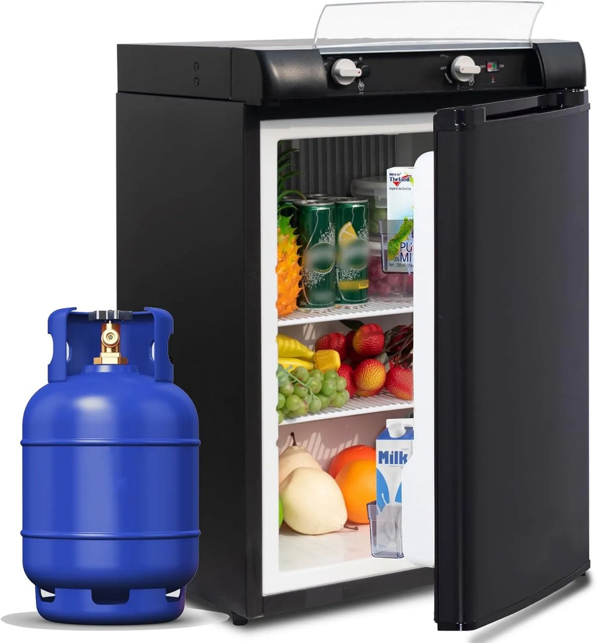 SMETA minilodówka, Chłodziarka 12 V / 220 V, Gaz, 60 l, 12 V, przenośny, tłumik, kemping, czarny, lodówka Trimixte 60 l, karawana, ciężarówka i Fourgon 12 V/220 V