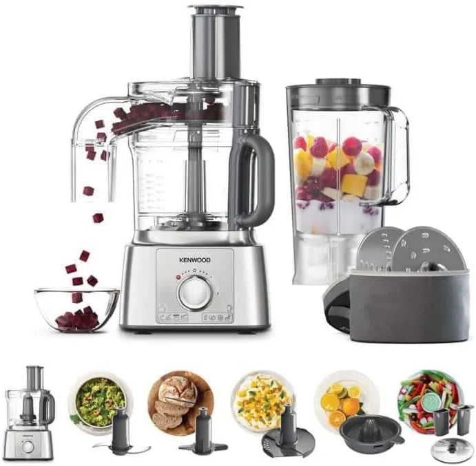 Kenwood FDP65.820SI robot kuchenny, 1000 W, miska o pojemności 3L, 2 prędkości i praca pulsacyjna