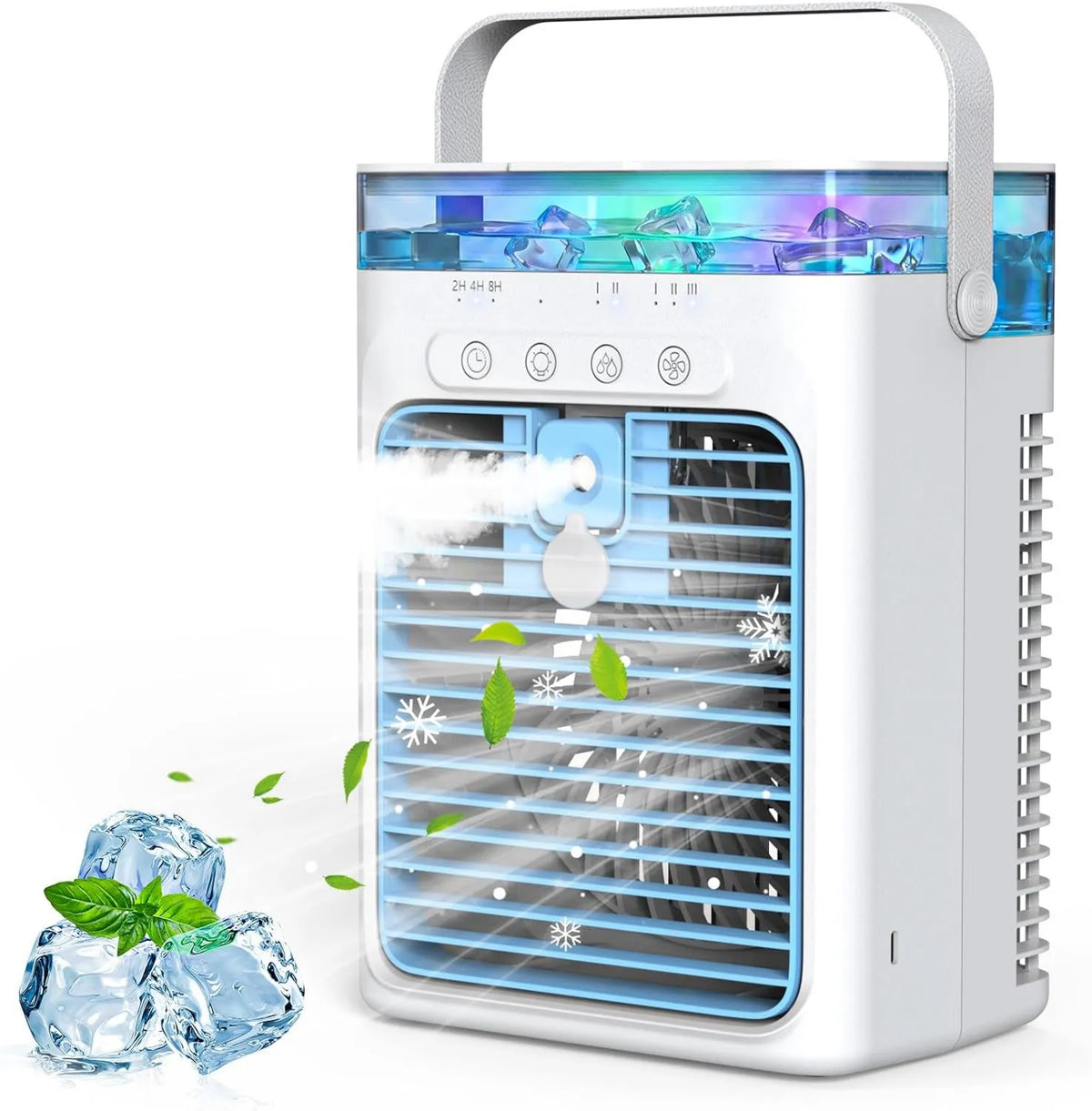 Tiptop Home klimatyzator przenośny, Klimatyzator 2 / 4 / 8H, Przenośne, Stoper, 3 Prędkość, Duży zbiornik, USB, Cichy, Cichy tłumik, 1000 ML Zbiornik 2/4/8H