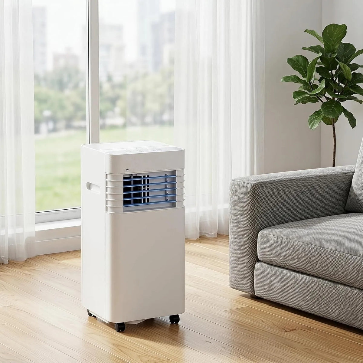 HUANQIN klimatyzator przenośny, Klimatyzator, licznik czasu, 5000 BTU, 2 prędkości, 14000BTU Mobile z zestawem instalacyjnym