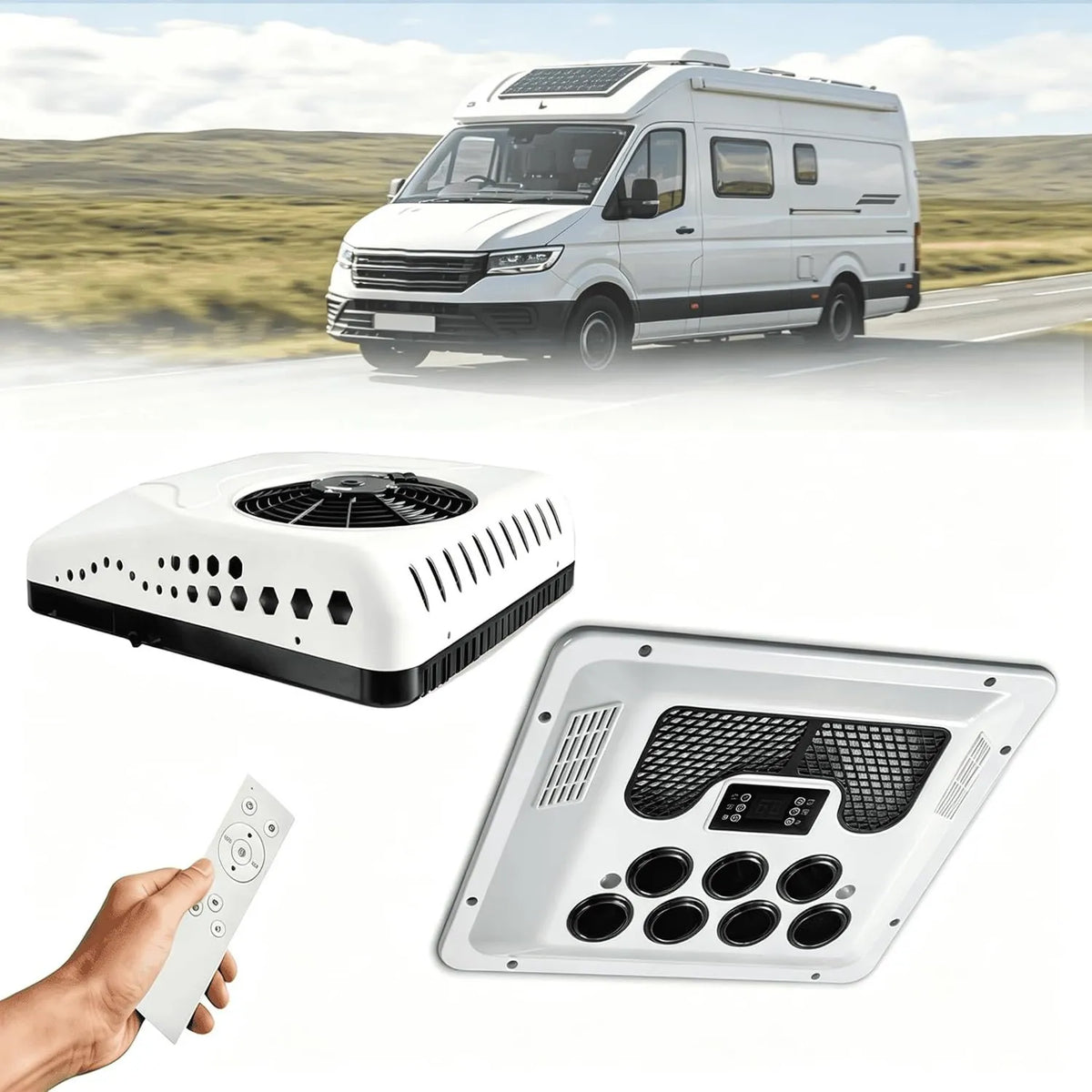 Generic, Klimatyzator, 12 V, tłumik, kemping, 7850 BTU tłumik, wytrzymały kadłub ABS, do budowy samochodów