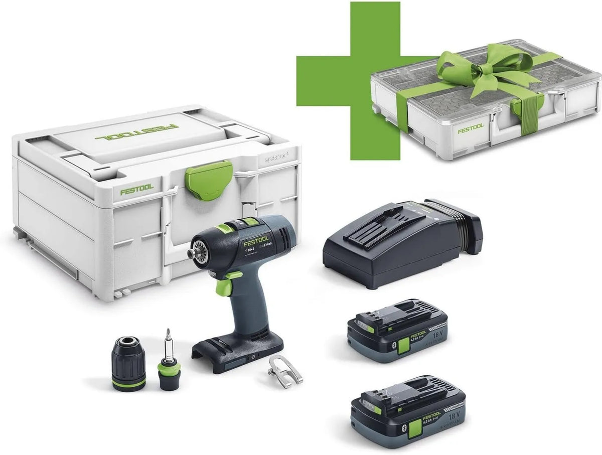 Festool 3HPC T 18 wiertarka, 18,0 V, 4,0 Ah, 13 mm, zasilanie akumulatorowe, Wiertarko-wkrętarka akumulatorowa + 4,0 I-Plus 18,0 V / 4,0 Ah
