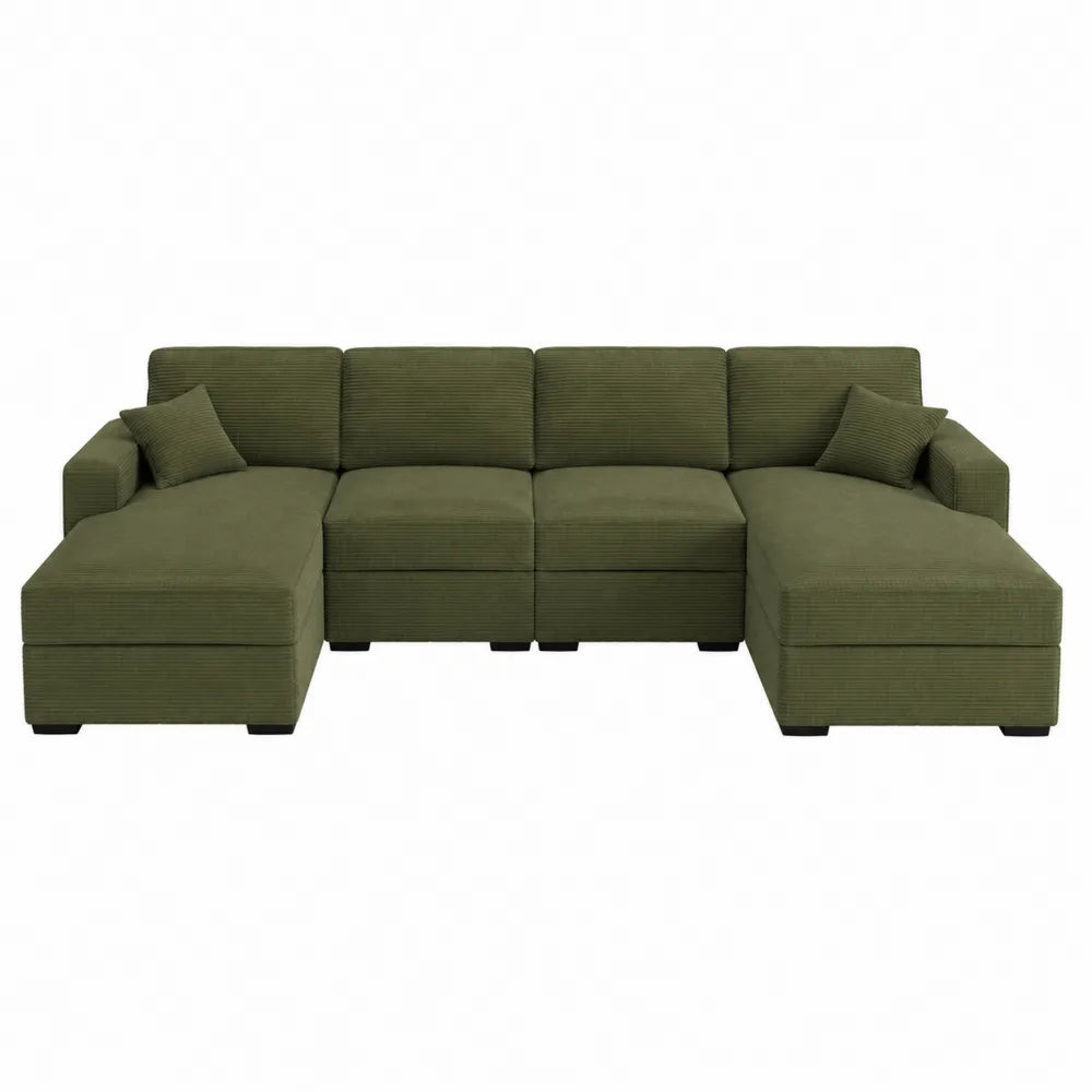 Sofa modułowa kształt L sztruks zielony 200x300x90 cm