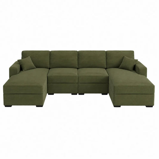 Sofa modułowa kształt L sztruks zielony 200x300x90 cm