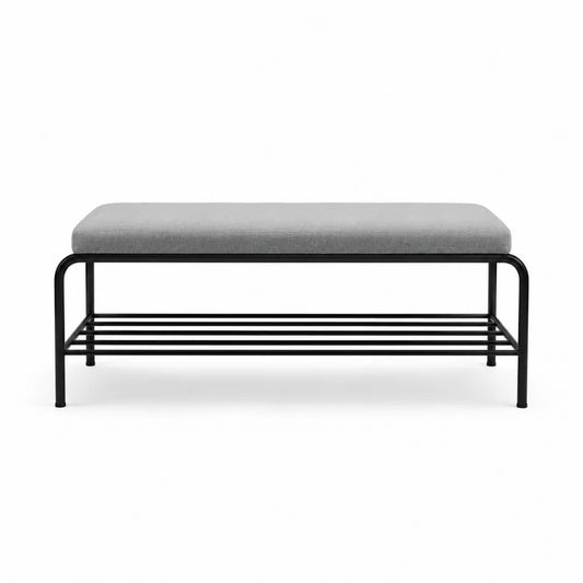 Ławka metalowa z siedziskiem z poliestru szara 100cm x 40cm x 45cm
