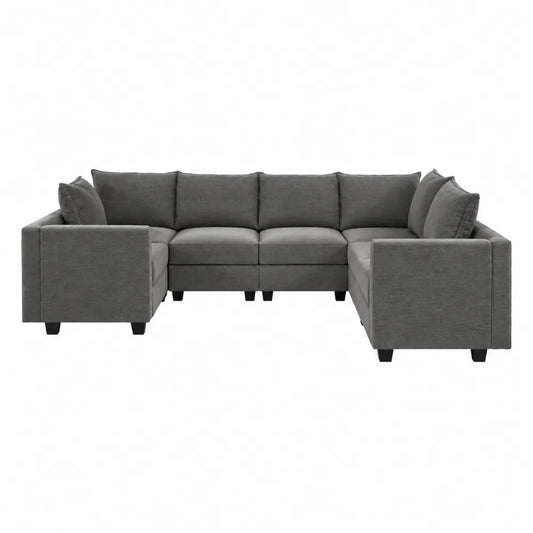 Narożna sofa modułowa 5-osobowa z tkaniny szarej
