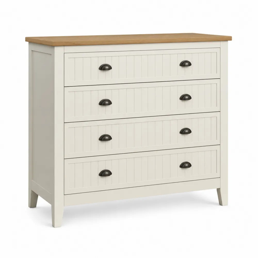 Komoda z czterema szufladami MDF i drewnem dębowym 100 cm