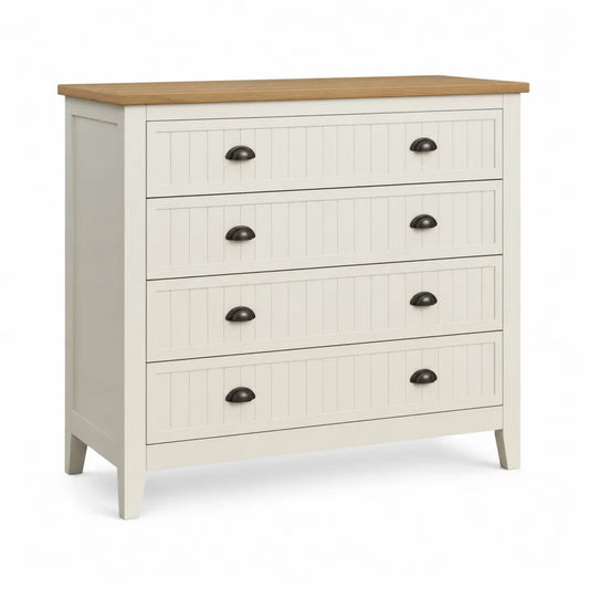 Komoda z czterema szufladami MDF i drewnem dębowym 100 cm