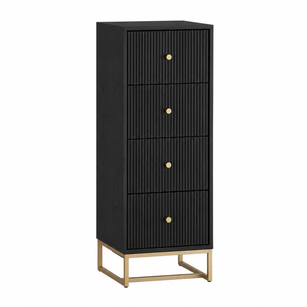 Komoda czarna z 4 szufladami drewno stal