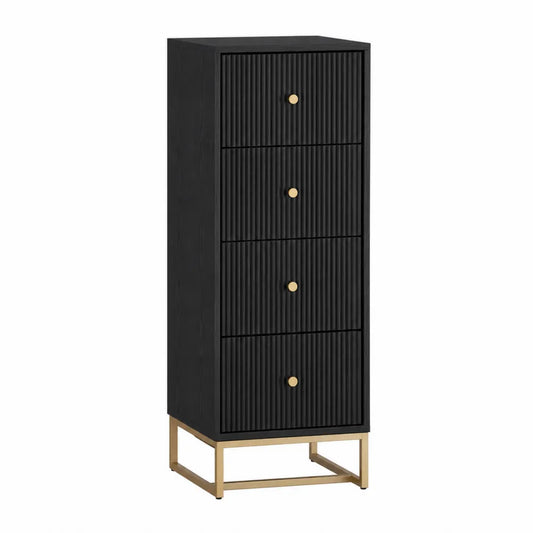 Komoda czarna z 4 szufladami drewno stal