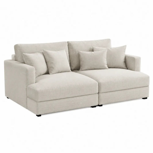 Modułowa sofa z tkaniny beżowej z poduchami 250x150x80 cm