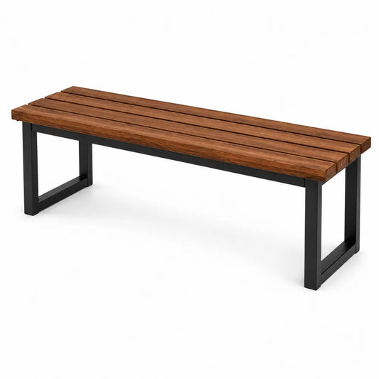 Ławka drewniana z metalową ramą brązowa 150cm