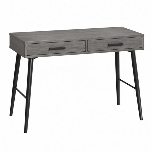 Biurko z szufladami szare MDF i metal 120x55x78 cm