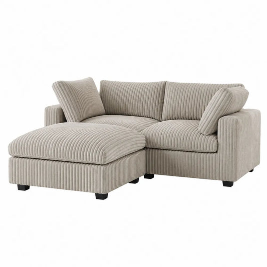 Modułowa sofa narożna z obiciem sztruksowym 250x160x85 cm jasnoszara