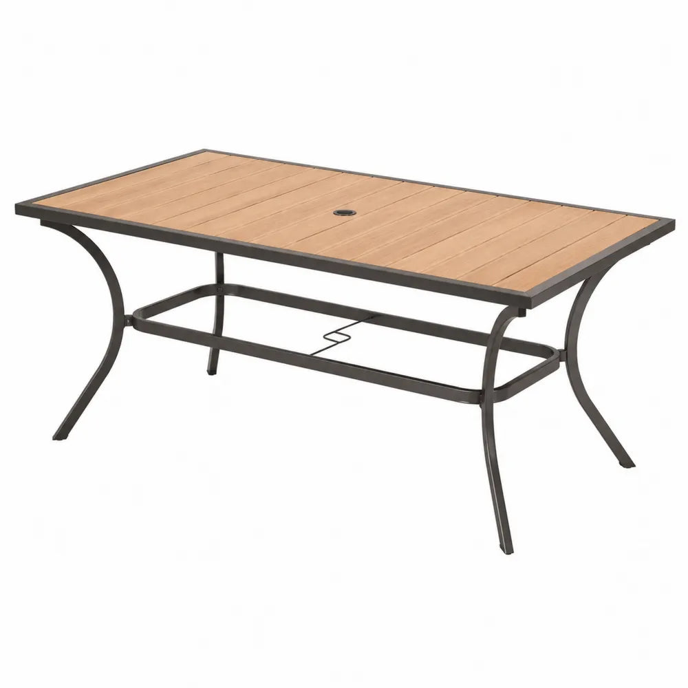 Stół ogrodowy 150x90 cm z kompozytowym blatem brązowy
