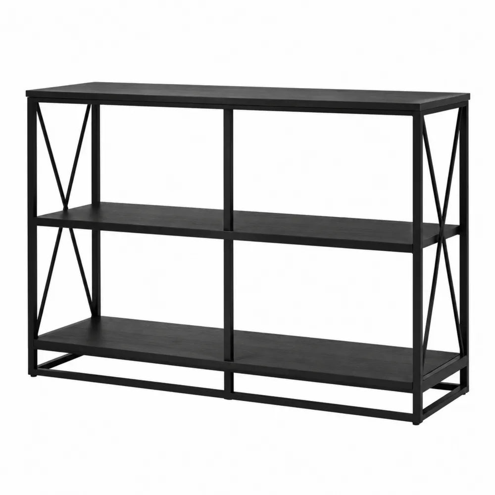 Czarna metalowa półka 3-poziomowa ze stalowej konstrukcji 100x30x80 cm