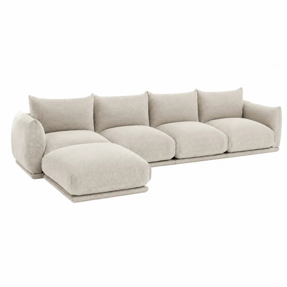 Sofa narożna modułowa z poliestru beżowa 320x160 cm