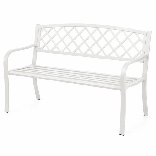 Ławka metalowa biała 125x60x80 cm