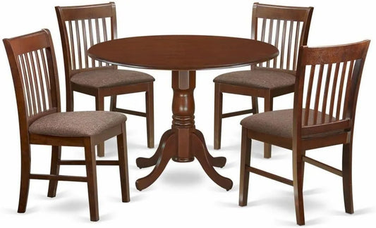 DLNO5-MAH-C, East West Furniture 5-częściowy zestaw kuchenny, wykończenie Mahogany