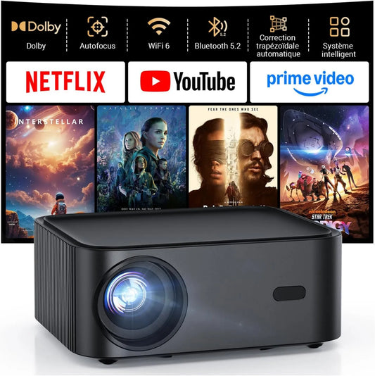 HAPPRUN projektor, Smart TV H11 Stick, USB / PS5, TV, 4K UHD, HDMI, do użytku na zewnątrz, 4K kompatybilny z Netflix- App, Mini Retroprojector USB/PS5