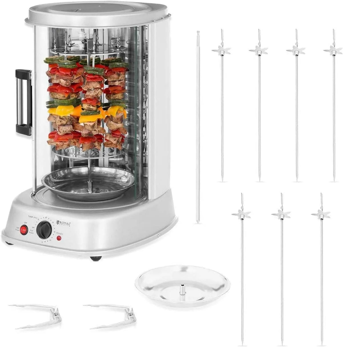 Royal Catering, Pionowe rożen RCGV- 1800-1 3-in-1, 800 W, pionowy grill, minutnik, catering, max 160°C, minutnik 60 min RCGV-1800-1 3 w 1