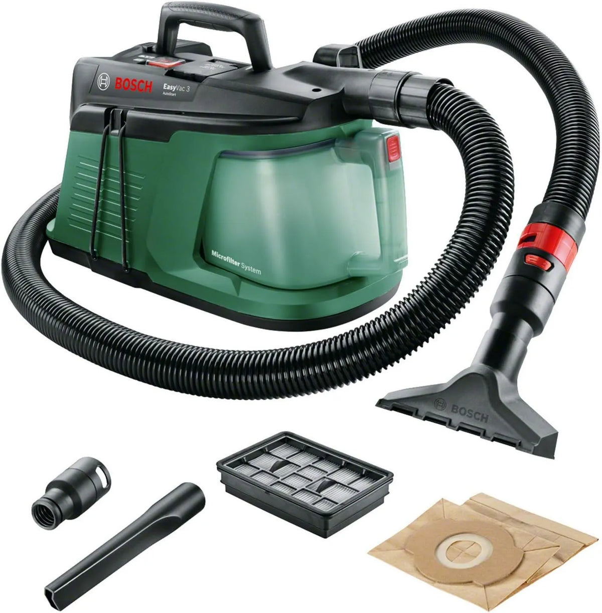 Bosch, 06033D10 W0 Odkurzacz, zielony, ssanie urządzenia elektrycznego, Dom i ogród Warsztaty próżniowe EasyVac 3 Zielony