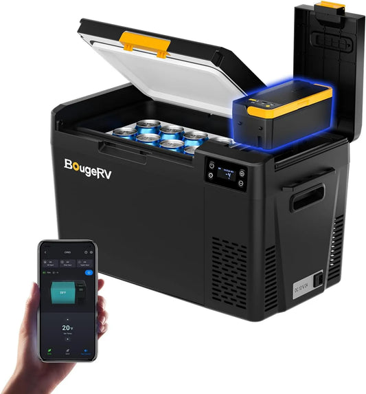 BougeRV, Lody elektryczne CRX3 240 Wh, 22 l, -20 do 20°C, 12 V, aplikacja, samochód, kemping, przenośna mini lodówka, lodówka samochodowa 12 V / 230 V, zamrażarka 12 V/230 V