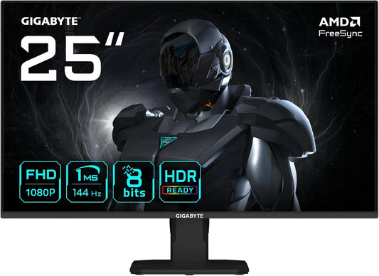 GIGABYTE monitor komputerowy, Monitor, 1920 × 1080, 1 ms, 144 Hz, GIGABITE GS25F14, konfiguracja gier, HDR, Full HD, HDMI, ekran PC, 300 CD, m2, DisplayPort 1, 1ms