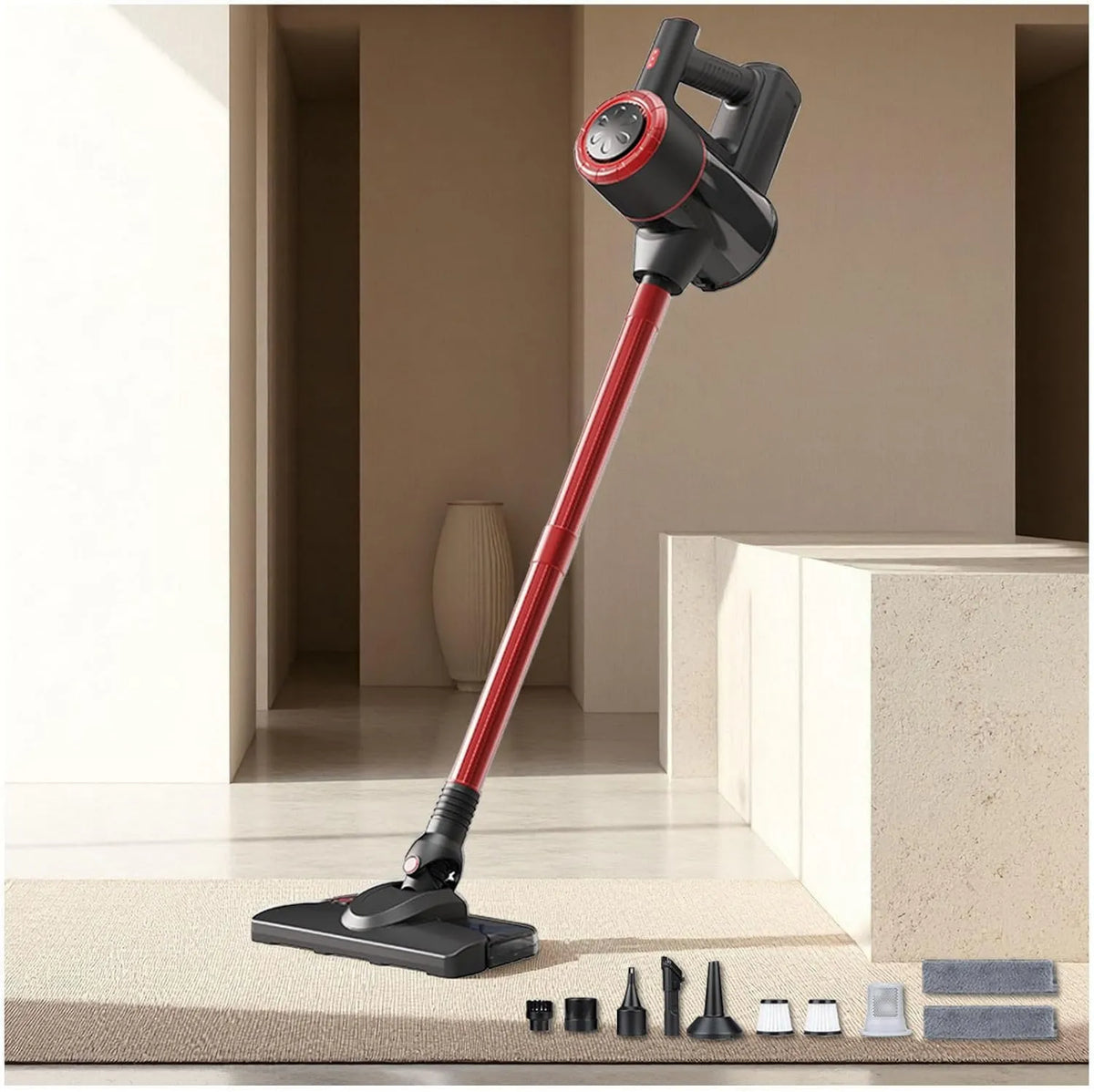 MeLtor odkurzacz pionowy, Odkurzacz, 120 W, para wodna, czerwony, ssanie aparatura elektryczna, odkurzacz do odkurzacza Broom bezprzewodowy zmywarka 120 W 18Kpa 35 Min