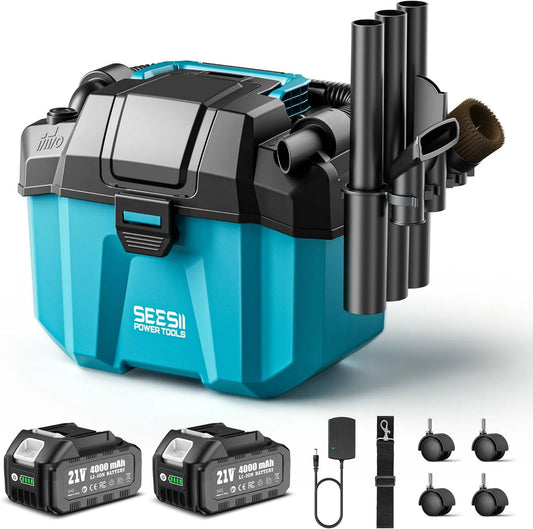 Seesii, Odkurzacz, 10 l, 2x4000 mAh, 4 Koła i Akcesoria