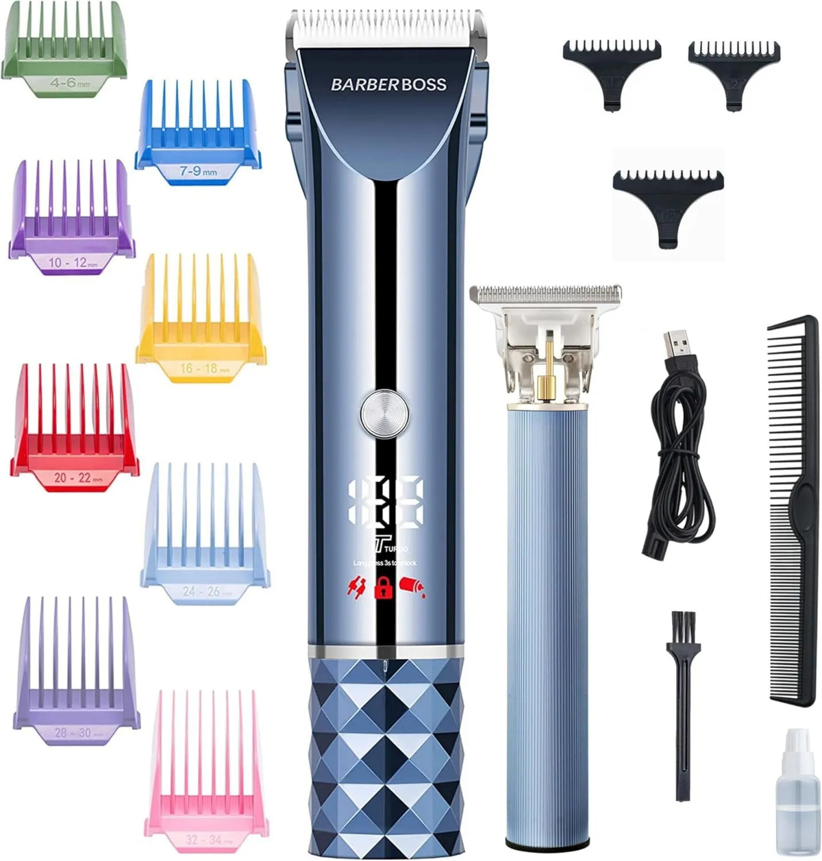 BARBERBOSS maszynka do strzyżenia, QR- 2681 USB, Kosiarka do włosów, 8 grzebień, zestaw do kosiarek do włosów, Kosiarka do cięcia strun QR-2681