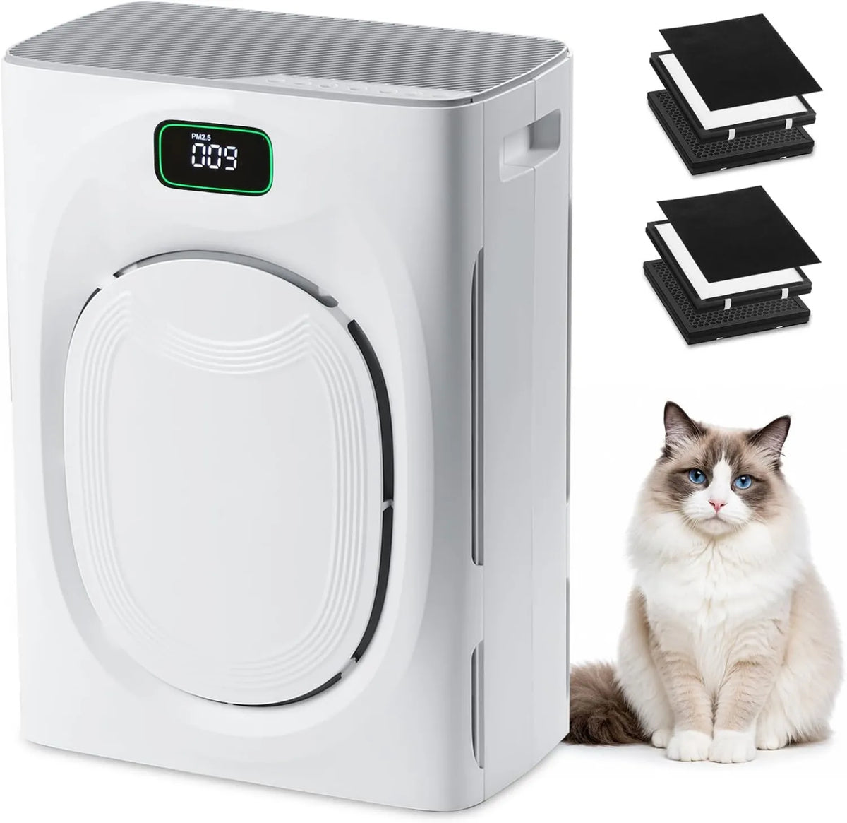 Rosnek oczyszczacz powietrza, Oczyszczarka powietrza, 350 m3 / h, 25 dB, zegar, dekoracja salonu, Elimina 99, 97% Alergens Intelligent Sensor