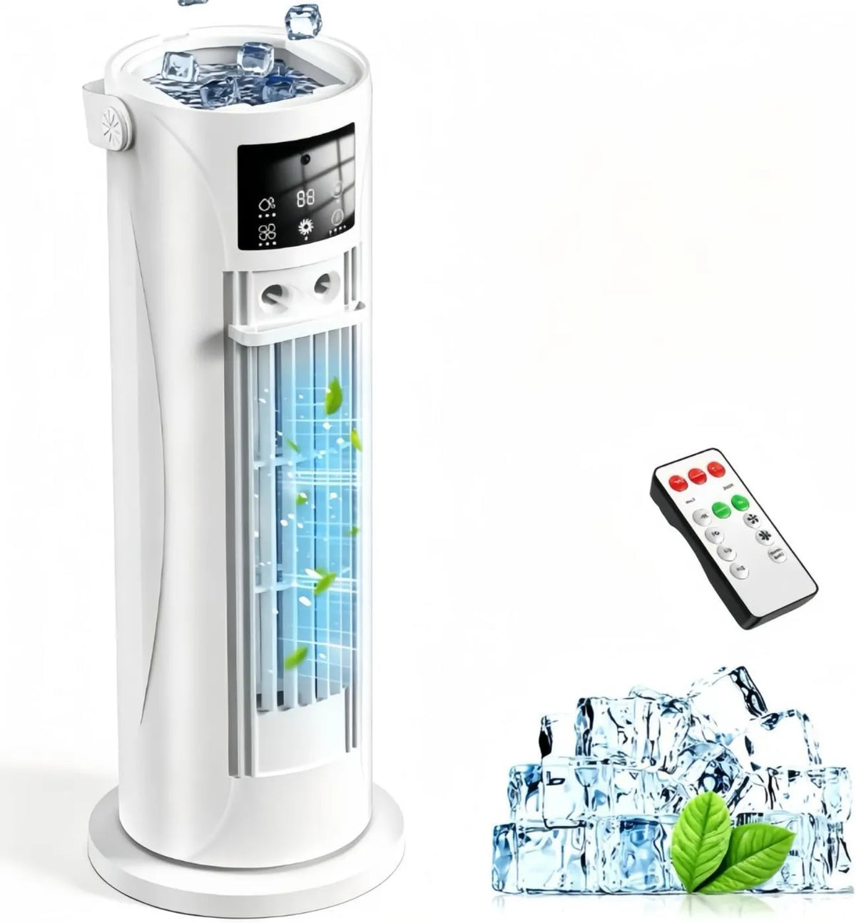 CosmartAir klimatyzator przenośny, Klimatyzator, 28 dB, zegar, oscylacja, efekt 3D, cichy, biały, 4 prędkości 3D Naturalny sen wiatrów, 2 Brumizacje, Odświeżacz powietrza 4 w