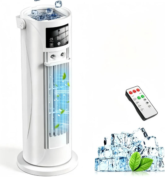 CosmartAir klimatyzator przenośny, Klimatyzator, 28 dB, zegar, oscylacja, efekt 3D, cichy, biały, 4 prędkości 3D Naturalny sen wiatrów, 2 Brumizacje, Odświeżacz powietrza 4 w