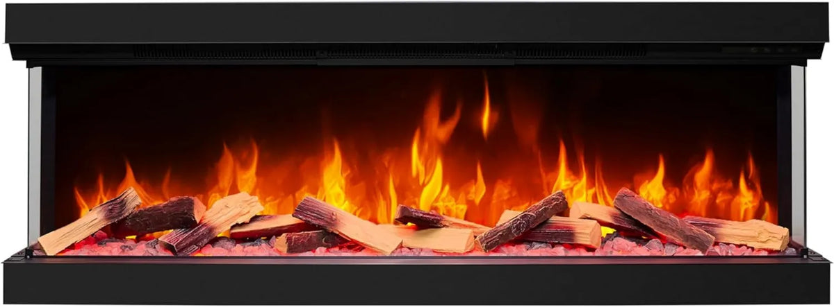 ArtiFlame kominek elektryczny, AF60TS Wstaw elektryczny kominek, duże szkło panoramiczne, 3D po trzech stronach, trzask ognia, do ramek kominkowych