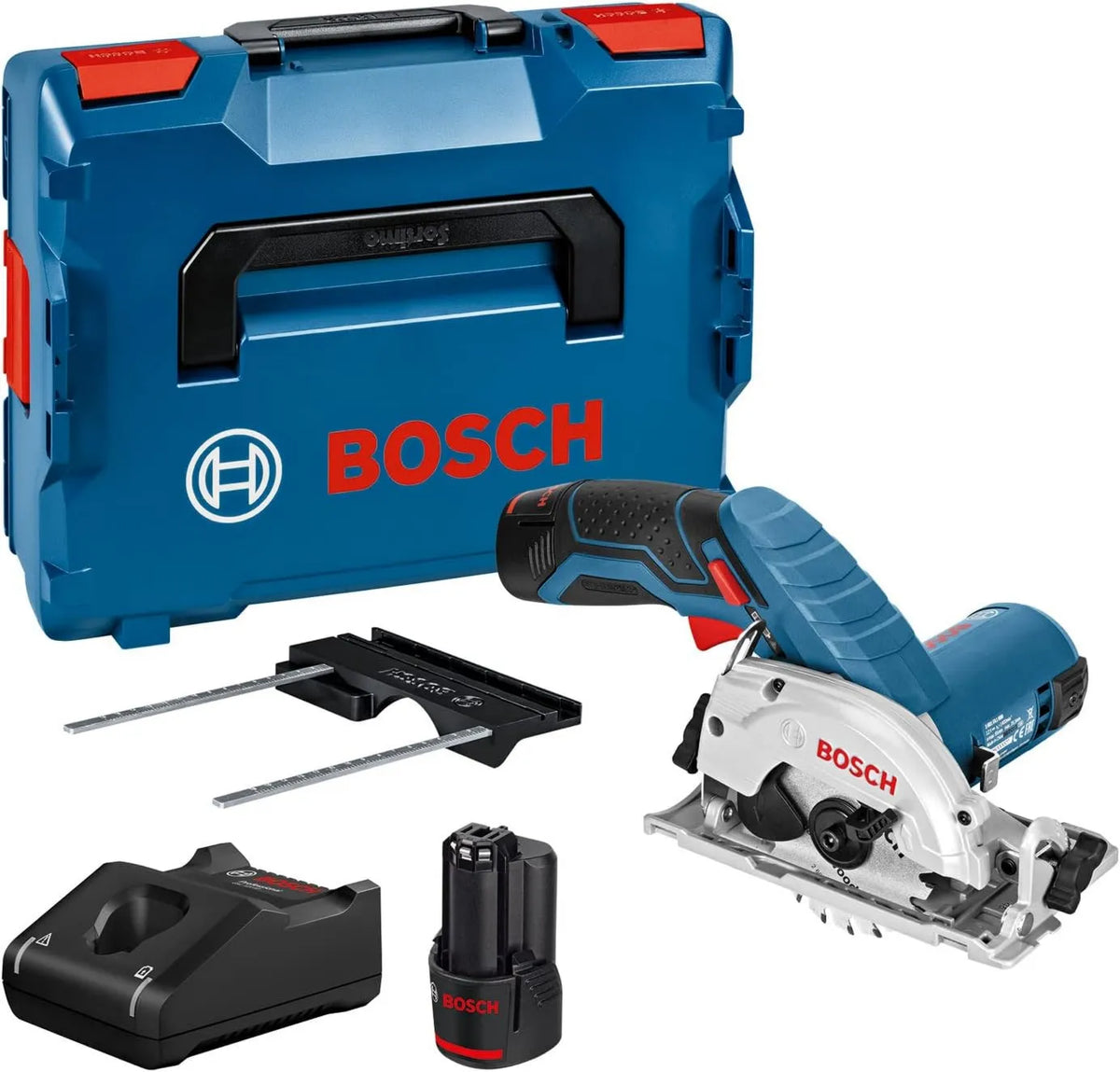Bosch, 3.0Ah, 85 mm, zasilanie akumulatorowe, Professional system 12V: akumulatorowa pilarka tarczowa GKS 12V-26, walizka L-BOXX
