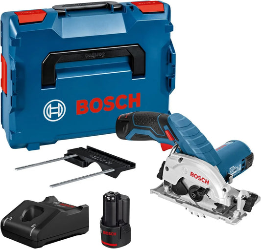 Bosch, 3.0Ah, 85 mm, zasilanie akumulatorowe, Professional system 12V: akumulatorowa pilarka tarczowa GKS 12V-26, walizka L-BOXX