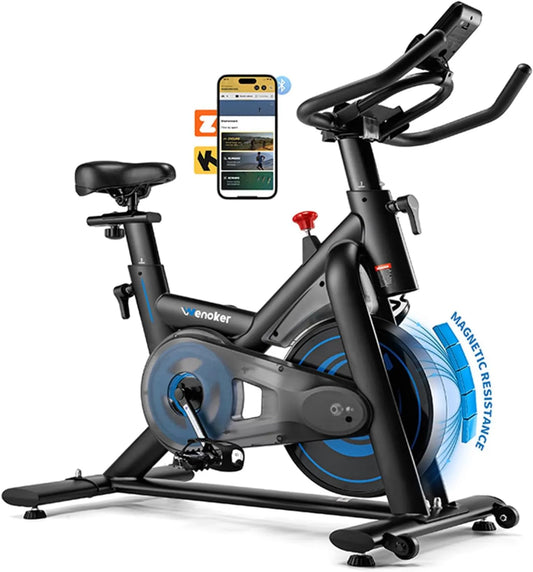 Rower, 160 kg, 15 dB, Wenoker Rower stacjonarny z aplikacją, Cichy ergometr z oporem magnetycznym, Rower spinningowy do domowych treningów cardio