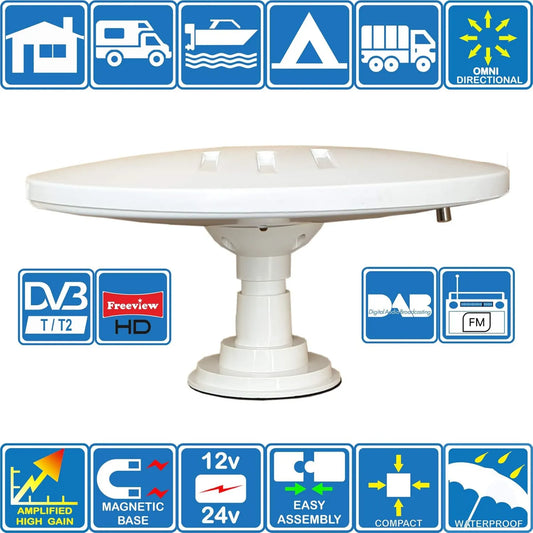 Unispectra, Smart TV, 12 V, 33 dB, TV, DVB- T2, kemping, Ciężarówka ciężarowa, Karawan DVB-T2