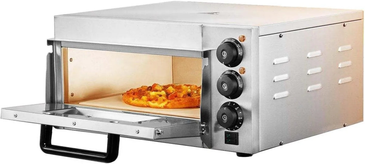 QFGain piec do pizzy, Pizza piekarnik elektryczny, 16 cali, 3000 W, licznik, stal nierdzewna, licznik 0- 60 Min SingleLayer
