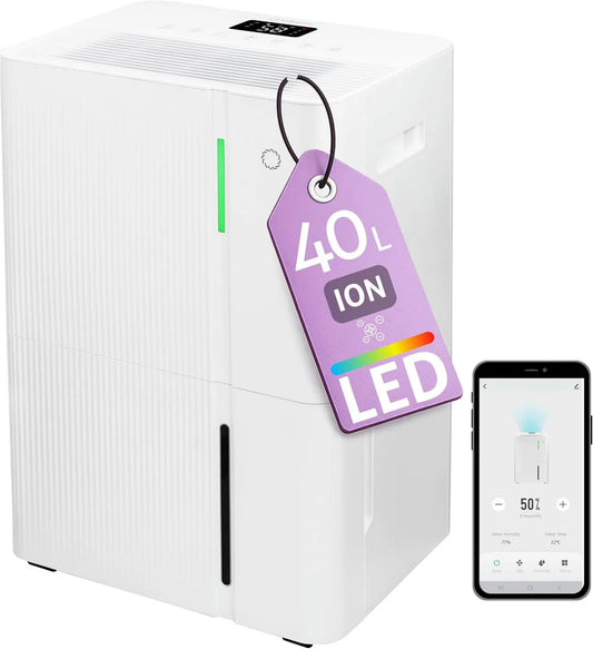 Turbionaire osuszacz powietrza, LEVI 40, 5.3 l suszarka, zegar, Wi-Fi, duży zbiornik, Turbo WIFI ION L / Day, Do pokoju 60- 85 m²