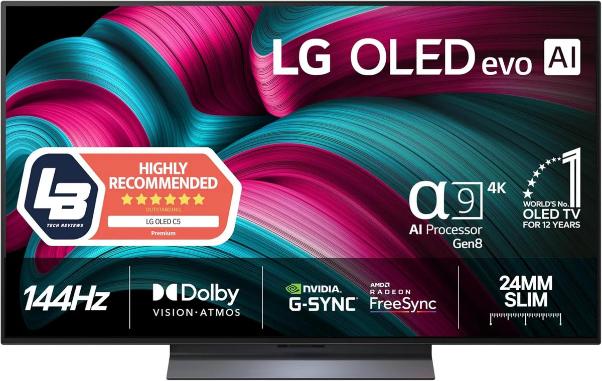 LG, Smart TV, 48 cali, 144 Hz, TV, 4K UHD, OLED, webos, dźwięk Dolby, HDMI, Dolby Vision IQ, Dolby Atmos, webos 25, procesor IA, OLED Evo