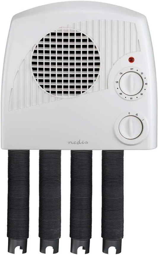 NEDIS, HTSH40WT Elektryczna suszarka do butów i butów ściennych, Ochrona przed przegrzaniem, 350 W, 4 gniazda powietrza dla 2 par, licznik 10 do 120