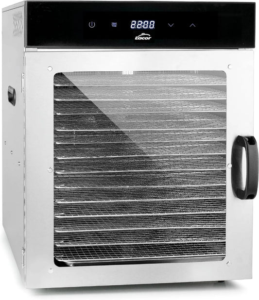 LACOR suszarka do żywności, Wentylator, 1000 W, profesjonalny, tłumik, stal nierdzewna, 14 Płyty, 69524