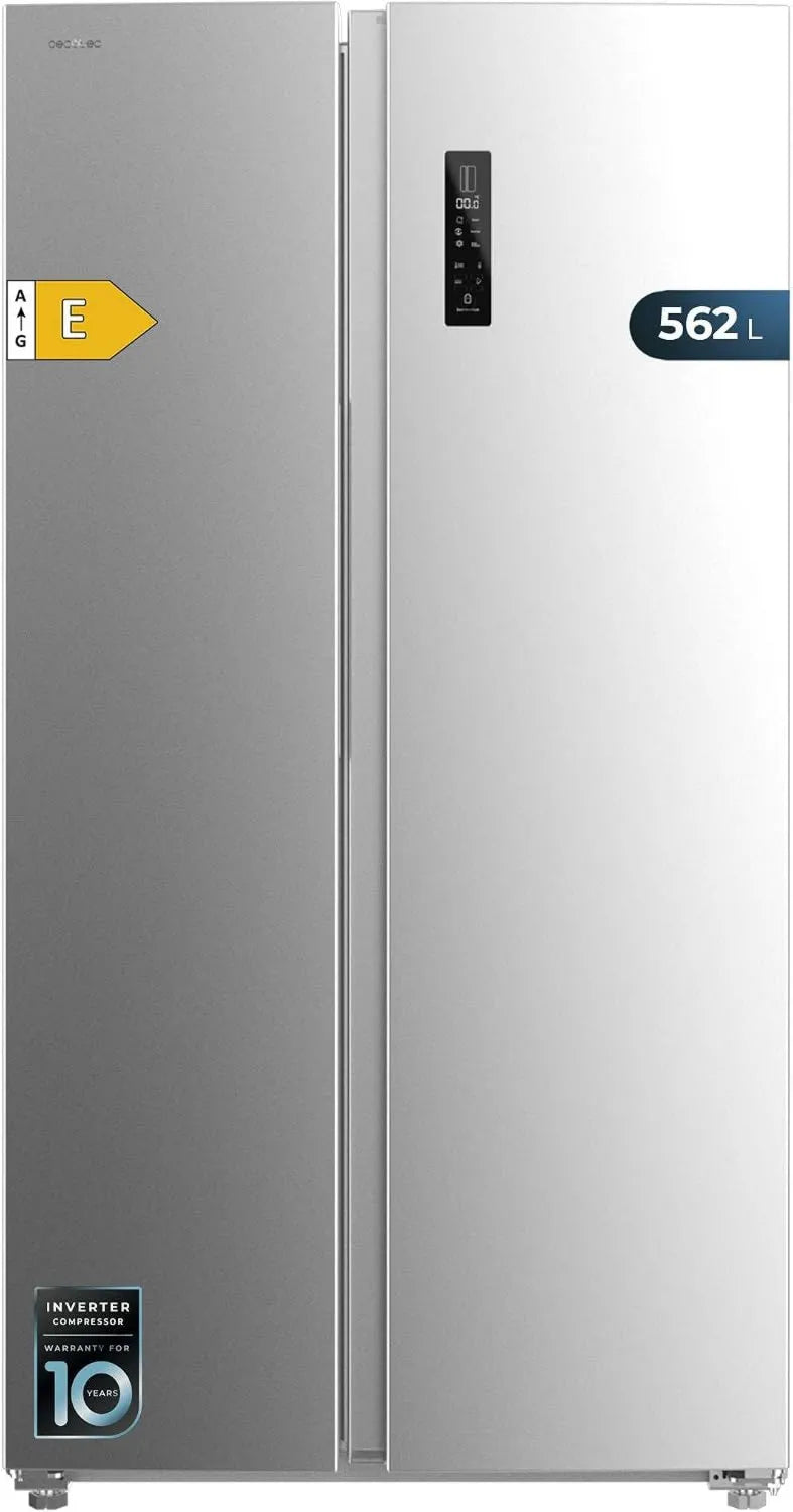 Cecotec SBS 562 lodówka, 91,2 cm, 177 x 91,2 cm, No Frost, stal nierdzewna, technologia No Frost, silnik inwerterowy, Amerykańska lodówka Side By Side