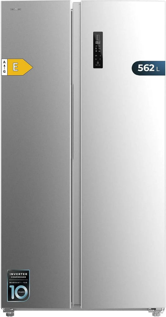Cecotec SBS 562 lodówka, 91,2 cm, 177 x 91,2 cm, No Frost, stal nierdzewna, technologia No Frost, silnik inwerterowy, Amerykańska lodówka Side By Side
